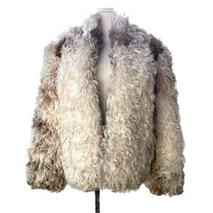 Overland Sheepskin Coat Womens Small Mongolian Curly Goat VTG Boho 70s Hippie